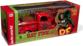 Rat Fink Fire Truck with Resin Figure, Red with Flames Auto World 1:18